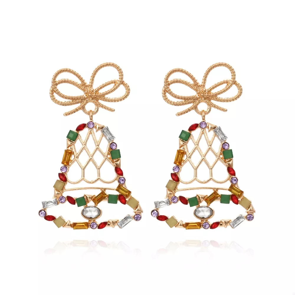 18K Gold-Plated Christmas Bell Dangle Earrings, image 2