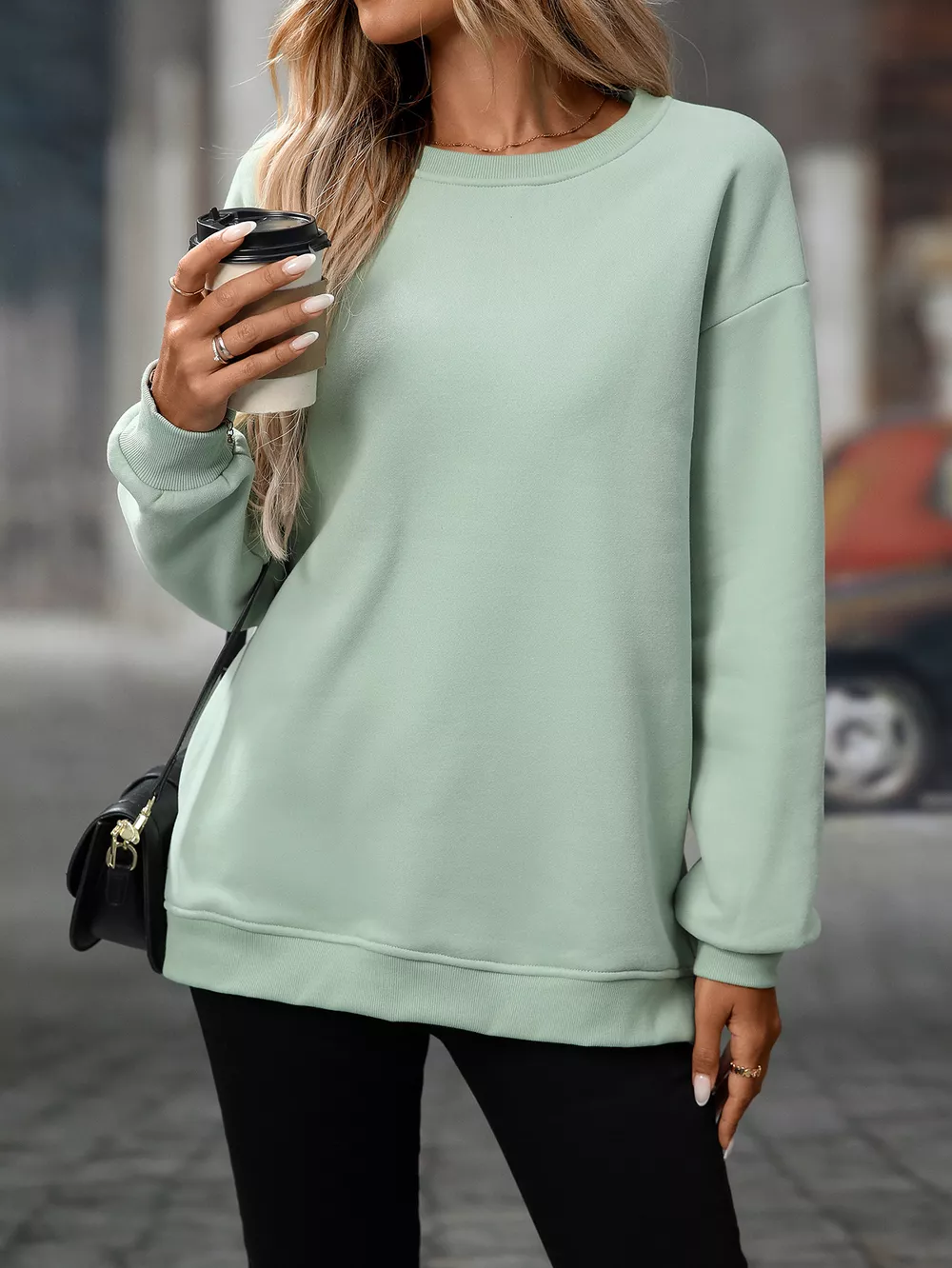 Casual Solid Color Long Sleeve Sweatshirt, image 15