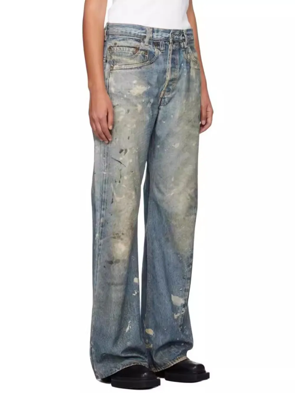 Men's Washed Printed Straight Jeans, image 3
