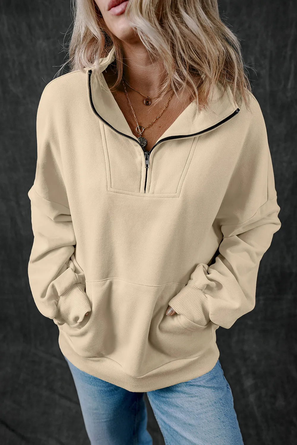 Half Zip Long Sleeve Sweatshirt, image 12