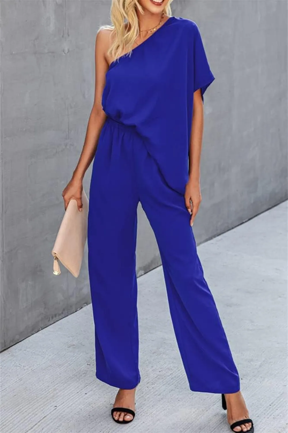 Single Shoulder Short Sleeve Jumpsuit, image 9