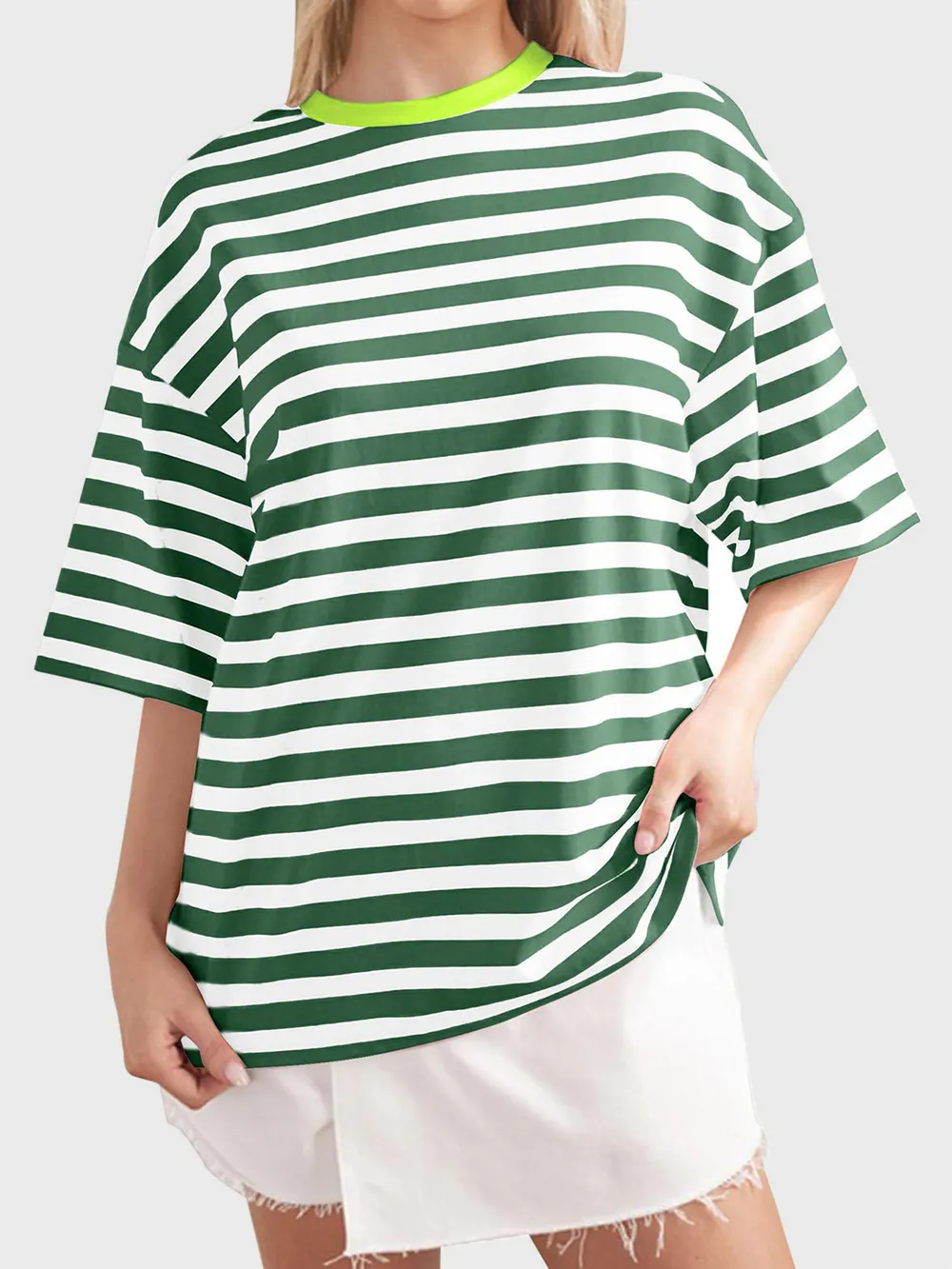 Striped Round Neck Half Sleeve T-Shirt, image 24