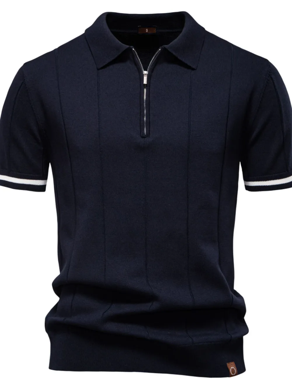 Men's Classic Zip-Neck Knitted Polo Shirt, image 7