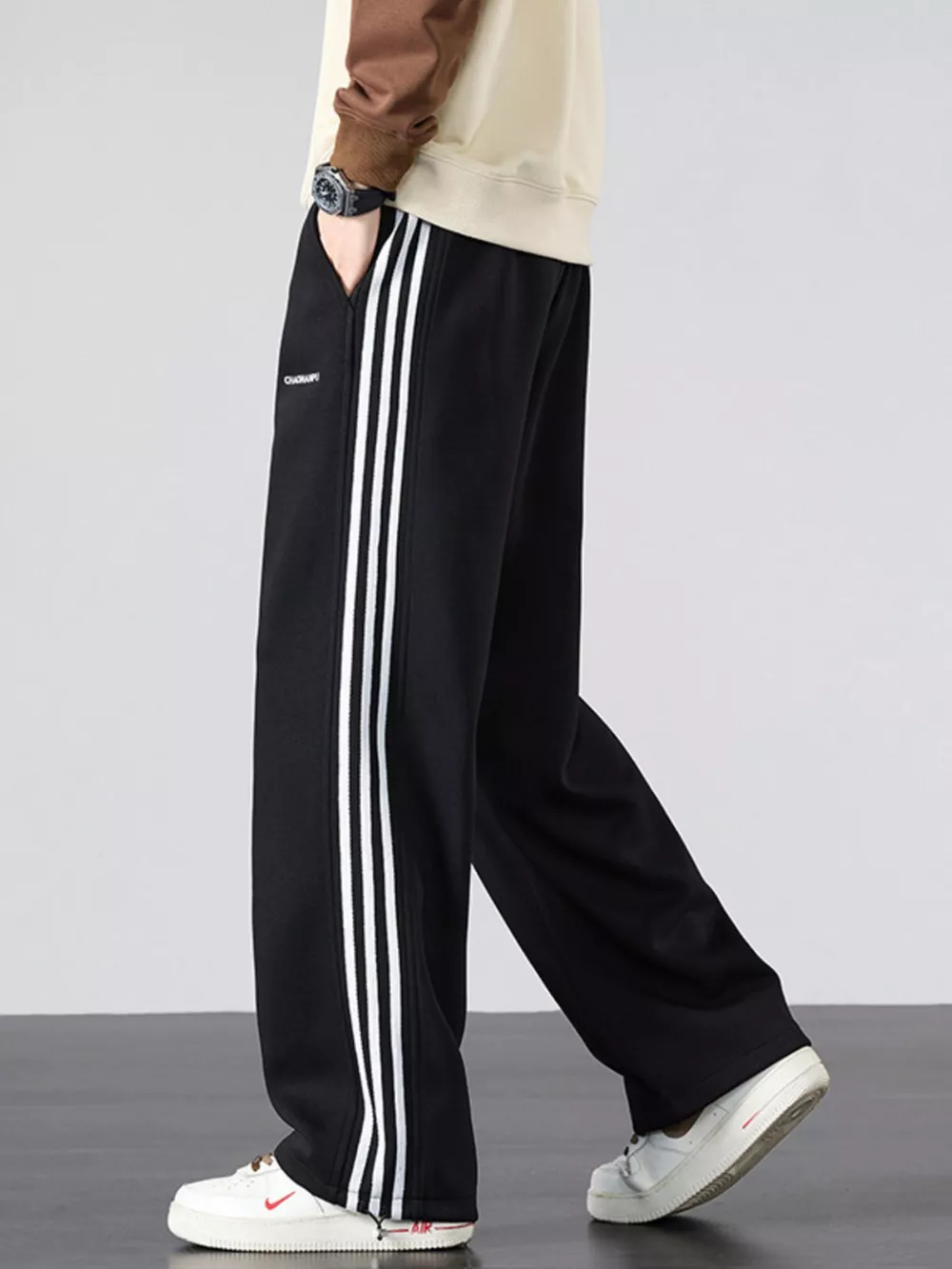 Men's Plus Size Casual Striped Wide Leg Sweatpants, image 8