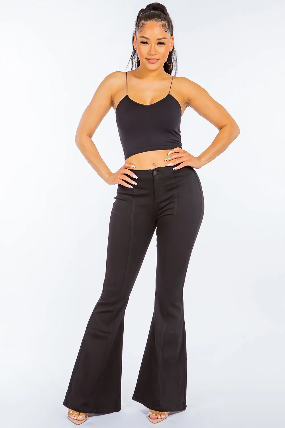 High Waist Pull On Flare Jeans, image 3