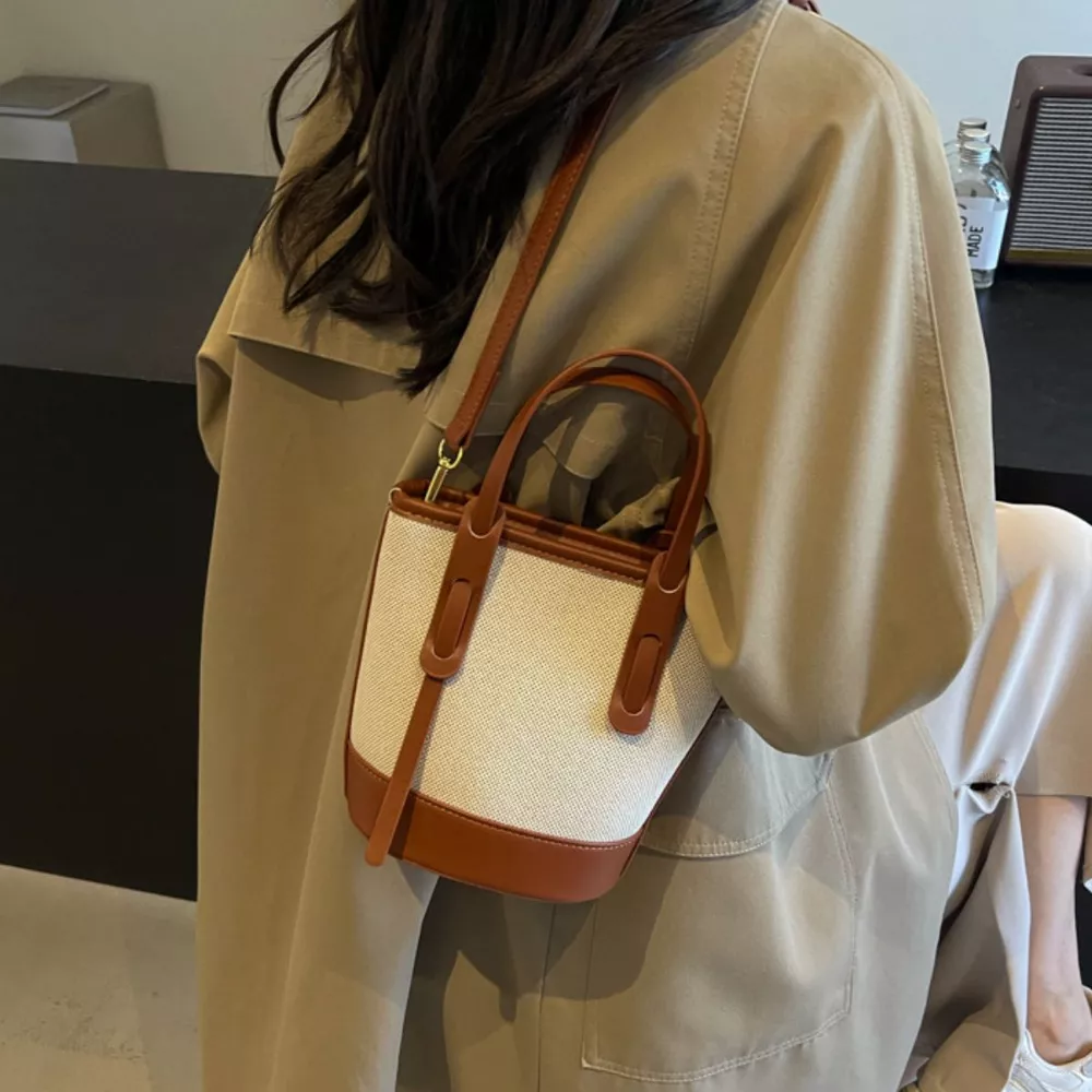 Canvas Bucket Crossbody Bag, image 5