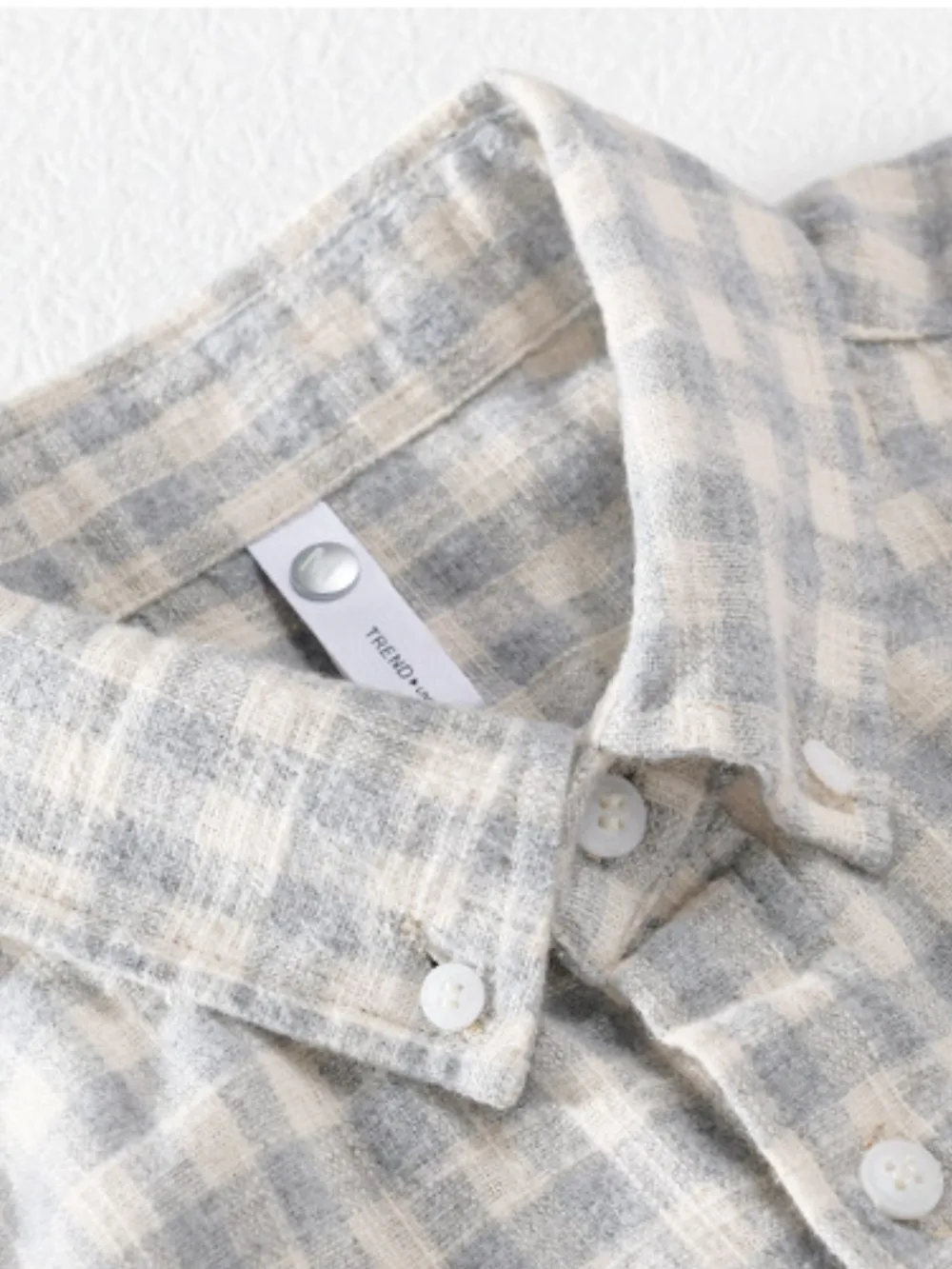 Men's Plus Size Gingham Check Button-Up Shirt, image 5