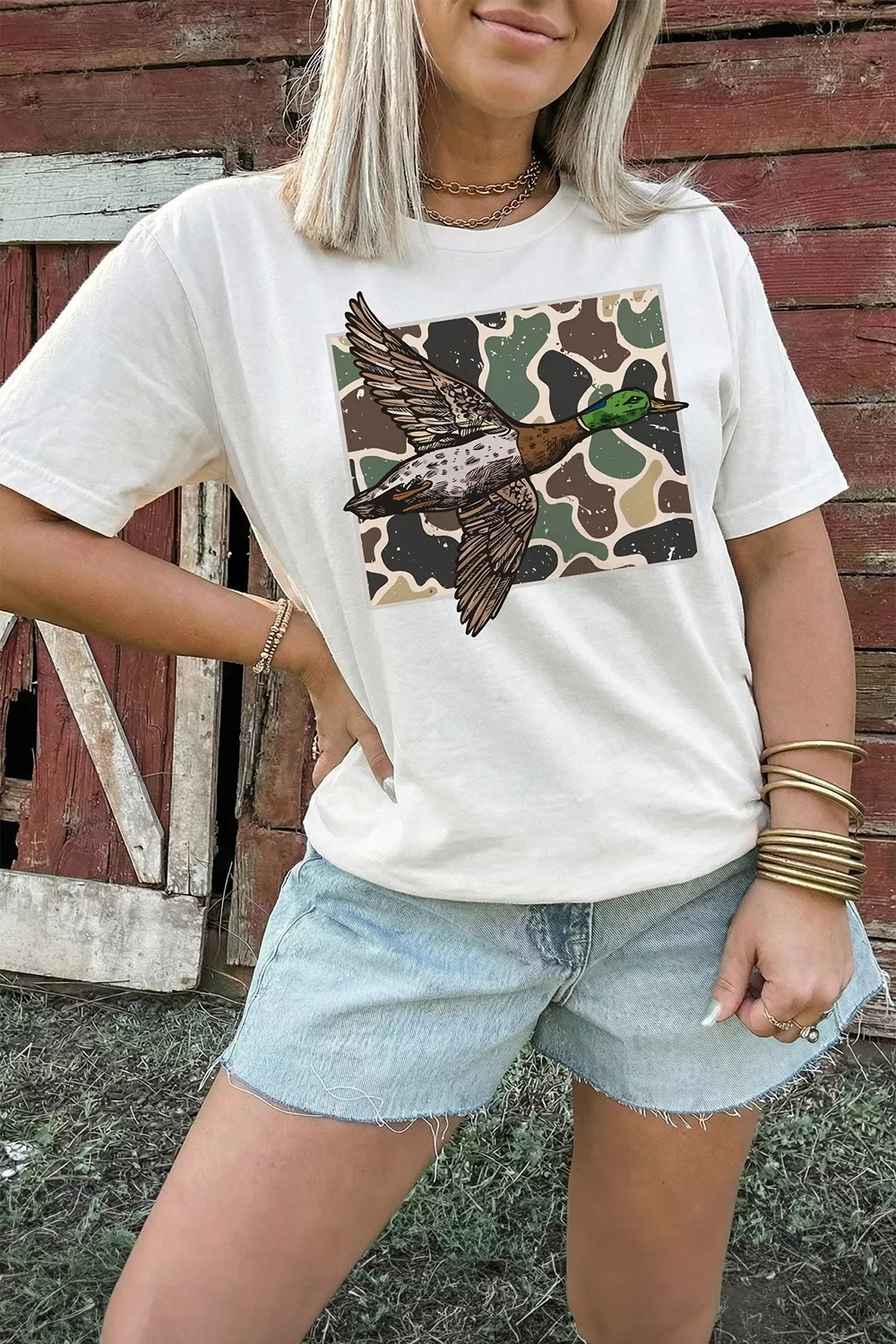 Western Camo Mallard Duck Graphic Casual Short Sleeve T-Shirt, image 2