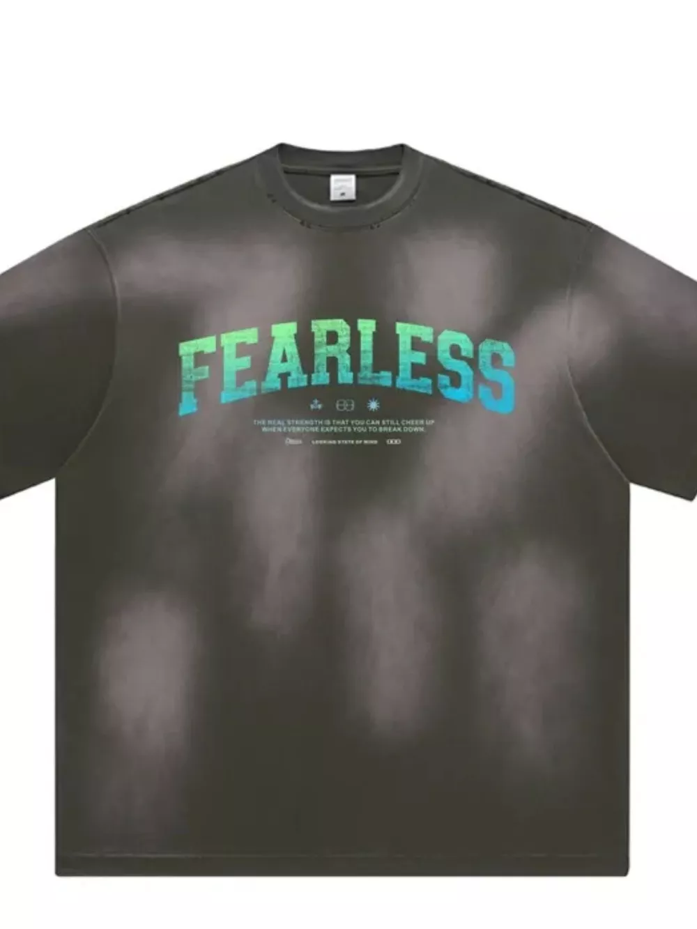 Men' s Fearless Round Neck Wash T-Shirt, image 4