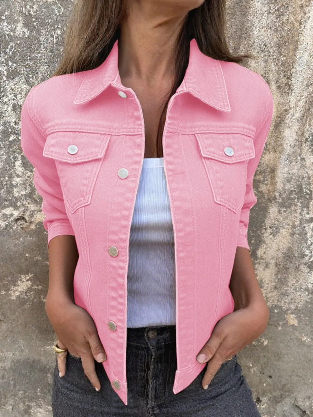 Button Front Closure Denim Jacket, image 10
