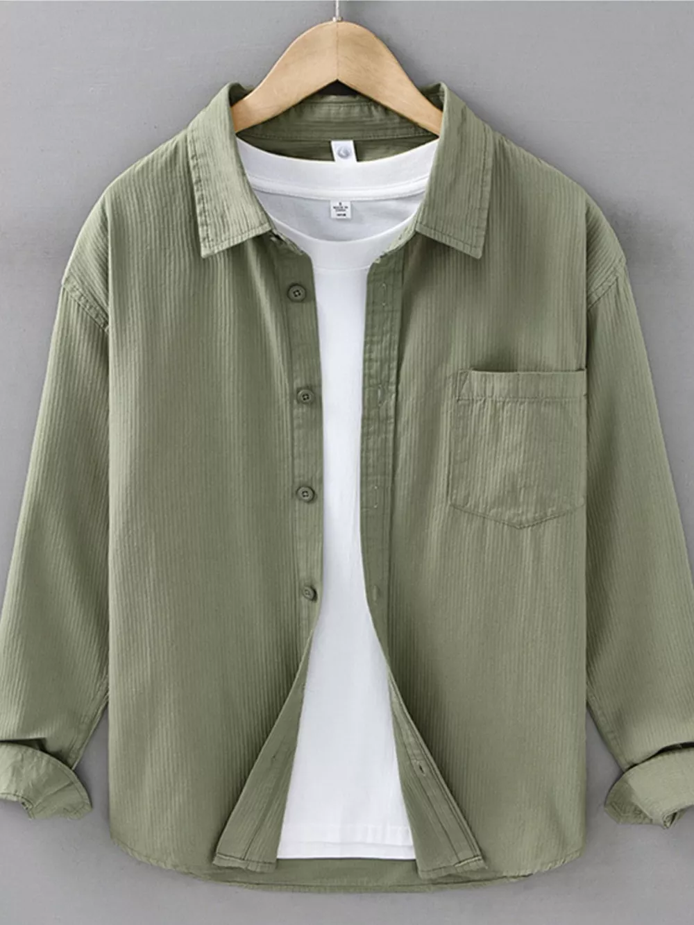Men's Plus Size Button Up Long Sleeve Shirt, image 4