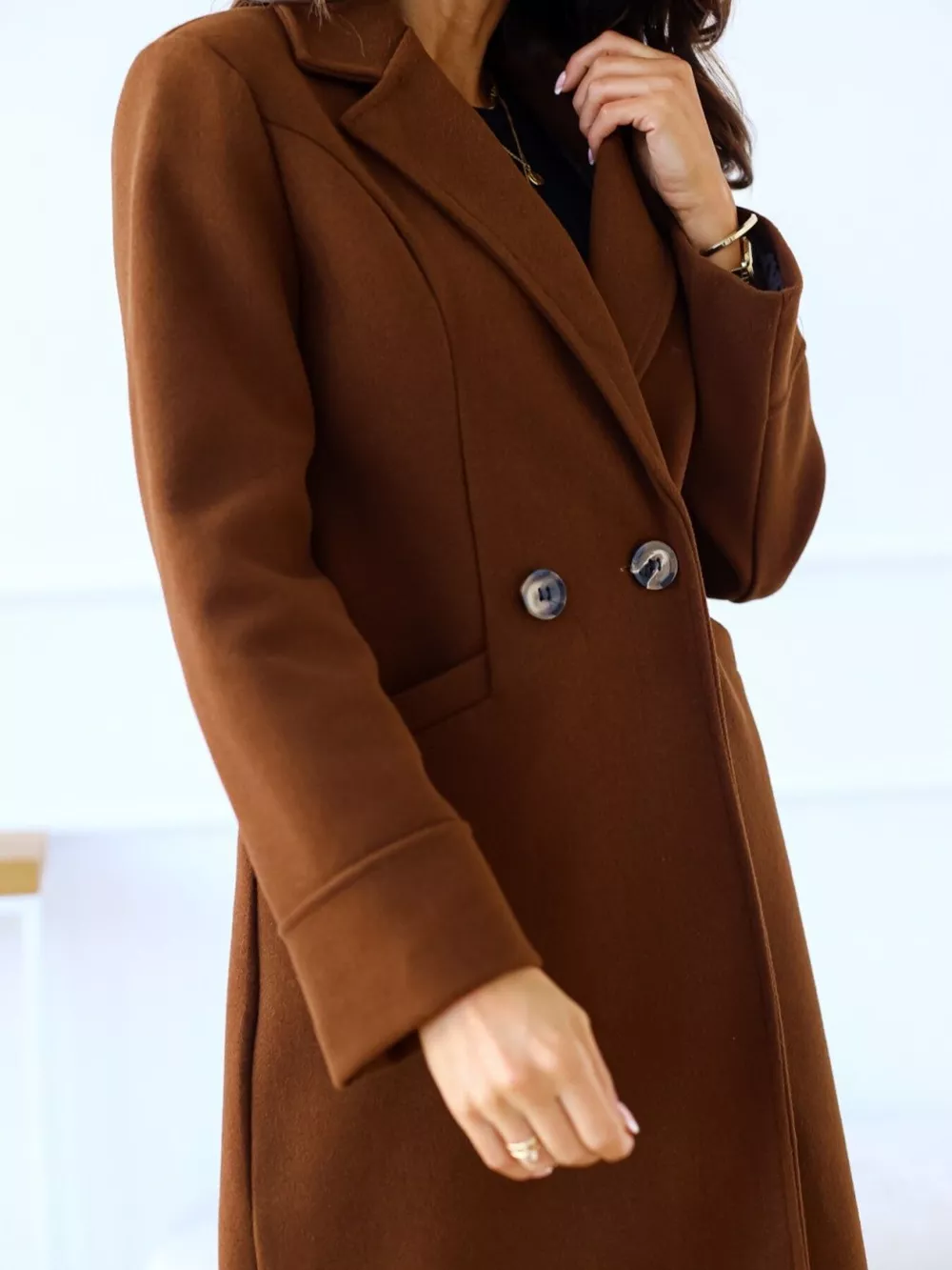 Lapel Collar Wool Blend Overcoat, image 10