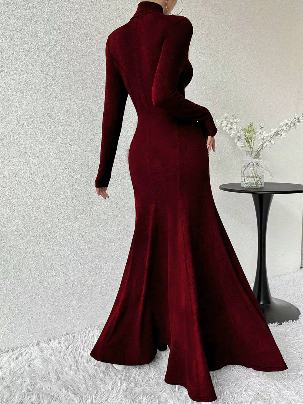 Turtleneck Long Sleeve Maxi Mermaid Dress, image 14