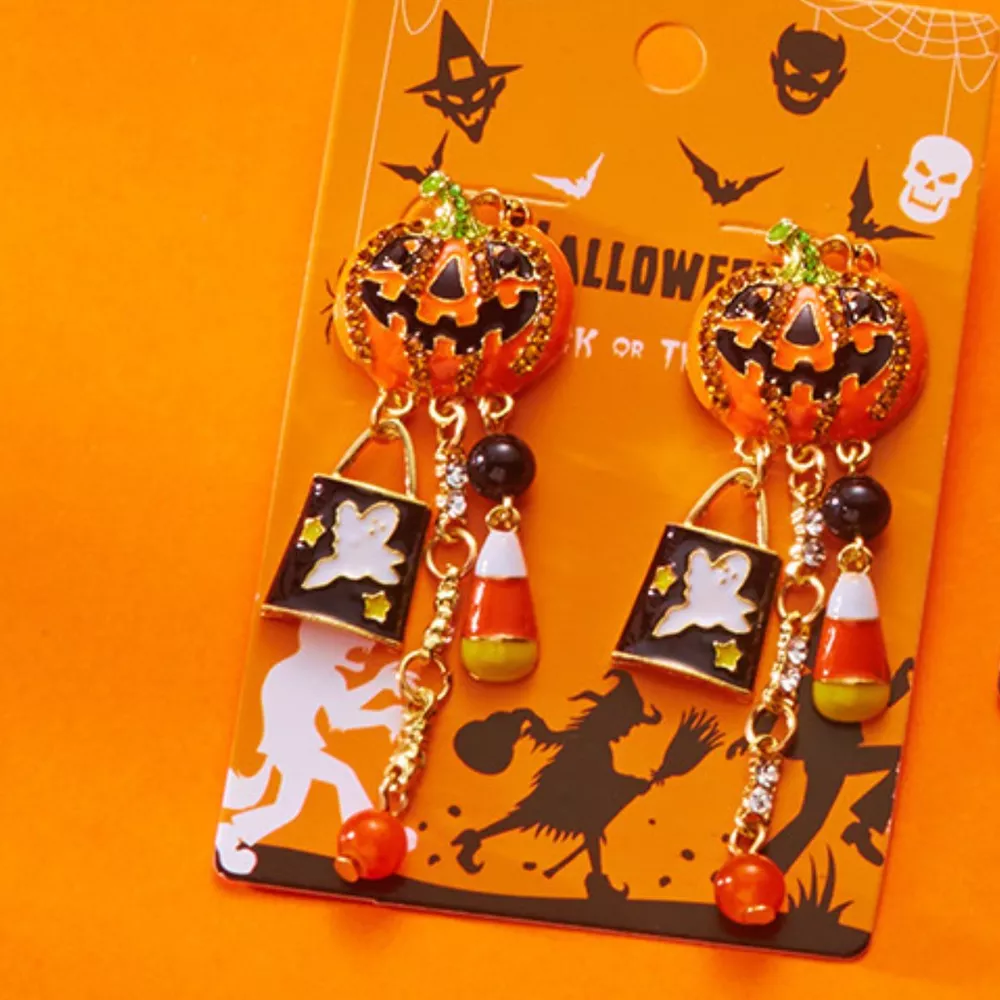 Halloween Pumpkin Drop Earrings, image 4