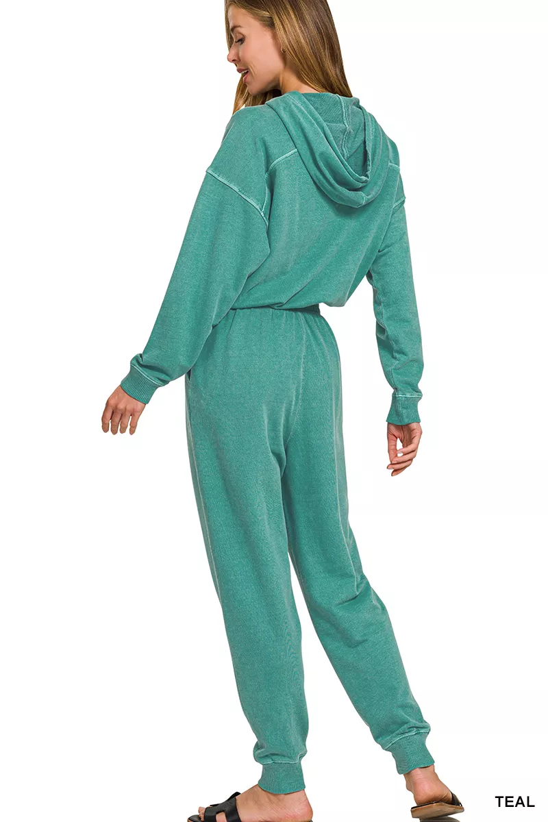 Enzyme Washed French Terry Jumpsuit, image 3