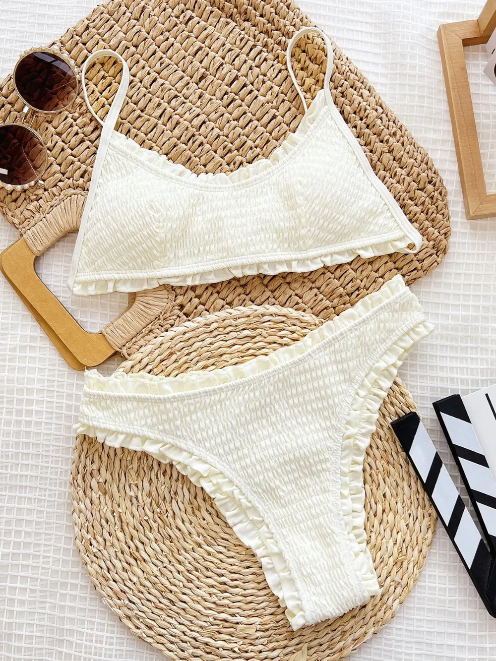 Frill Textured Spaghetti Strap Two-Piece Swim Set, image 3