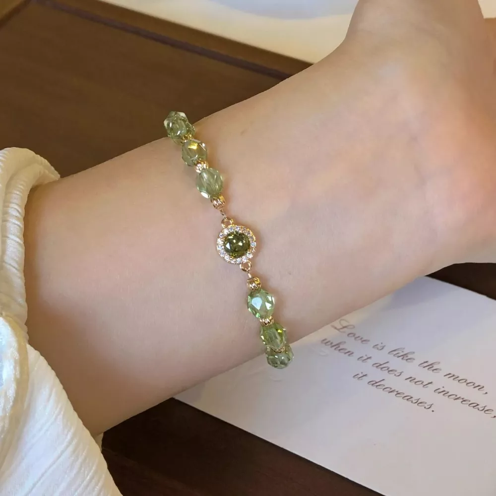 18K Gold-Plated Zircon Bead Bracelet, image 2