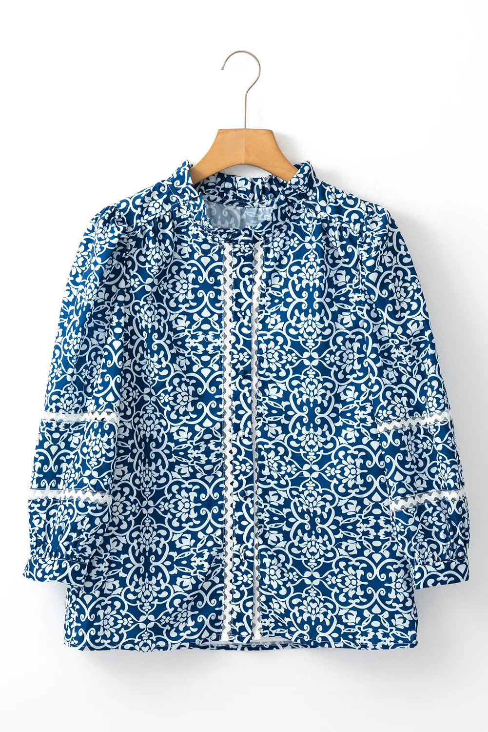 Printed Mock Neck Long Sleeve Blouse, image 4