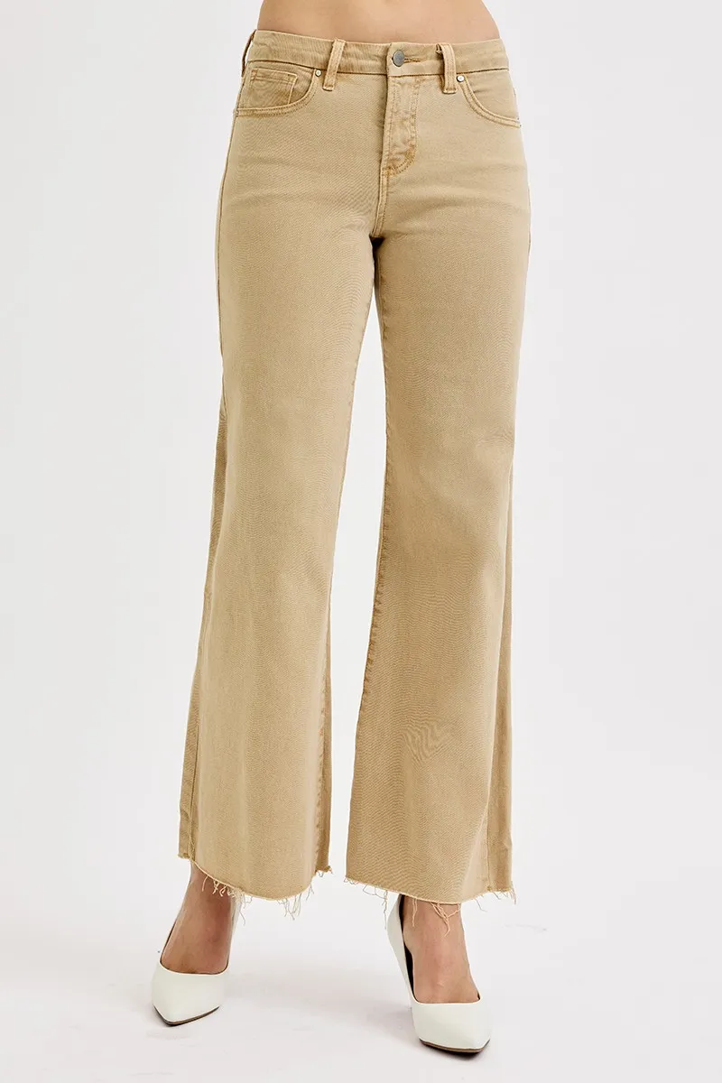 Full Size Raw Hem Wide Leg Jeans Plus Size