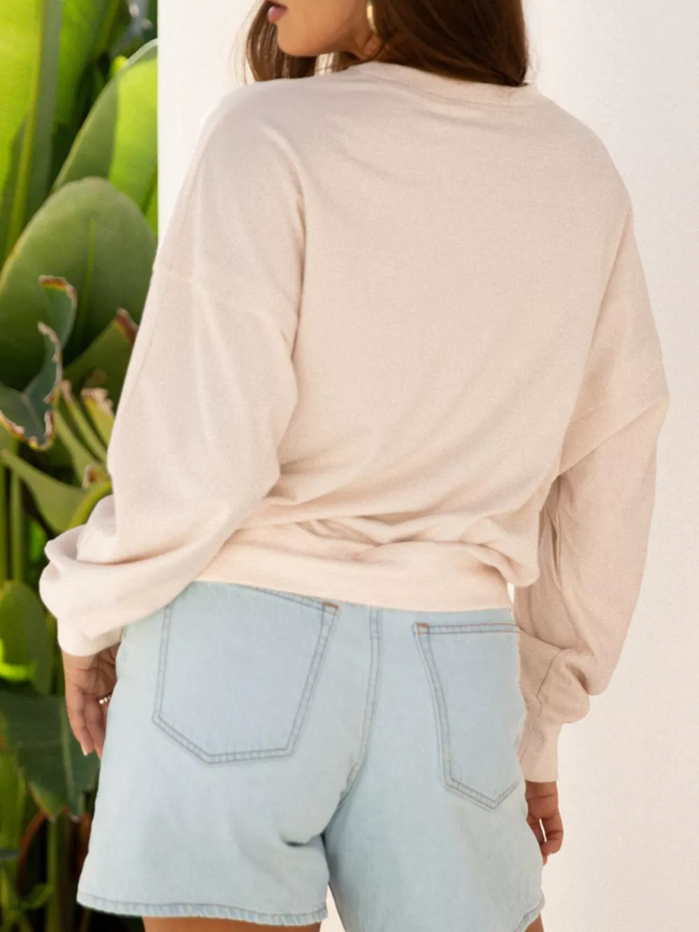 Raw Edge Flower Patch Drop Shoulder Casual Top, image 10