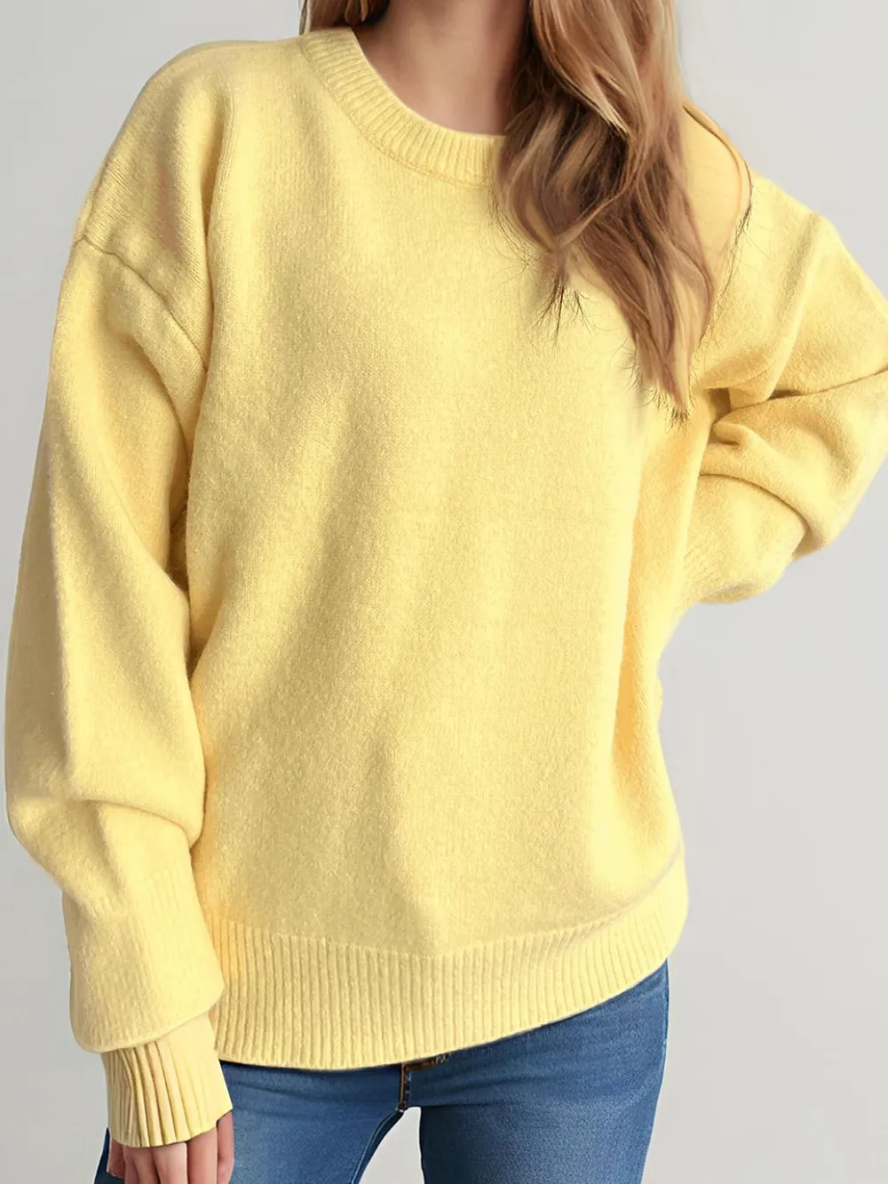 Round Neck Dropped Shoulder Long Sleeve Sweater, image 10