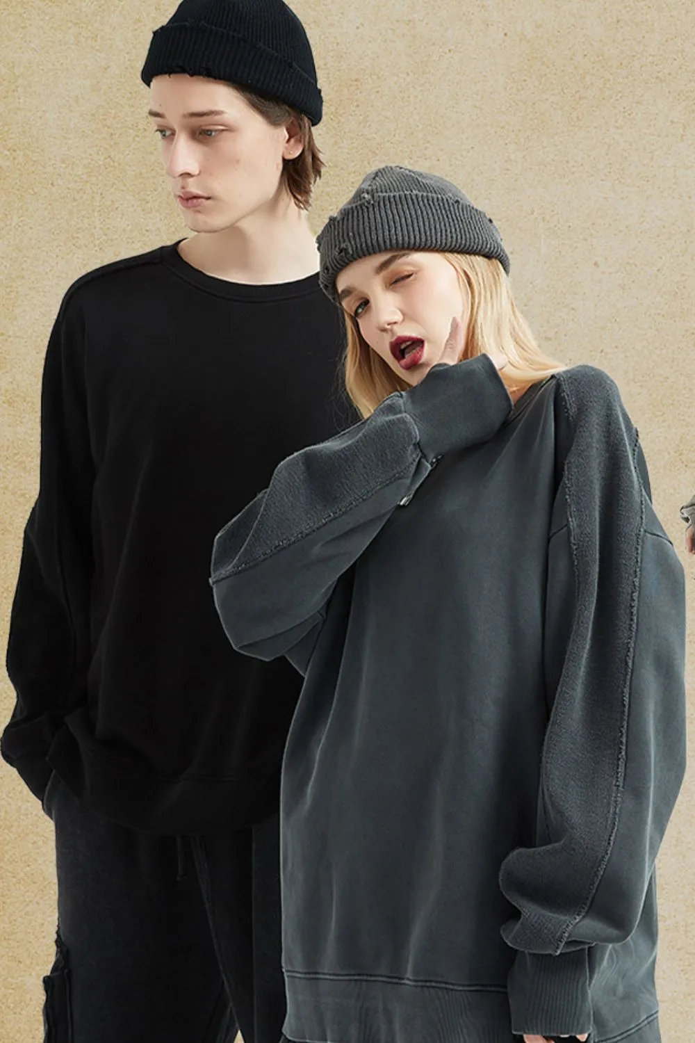 Men's Side Slit Round Neck Long Sleeve Sweatshirt, image 2