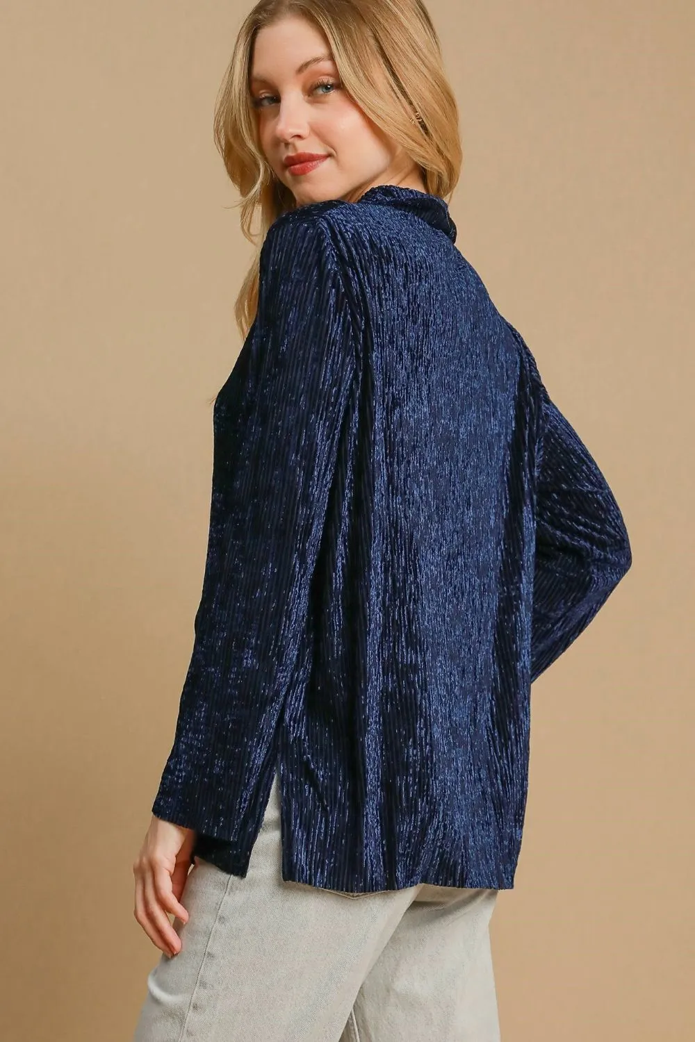 Side Slit Texture Button Up Shirt, image 2