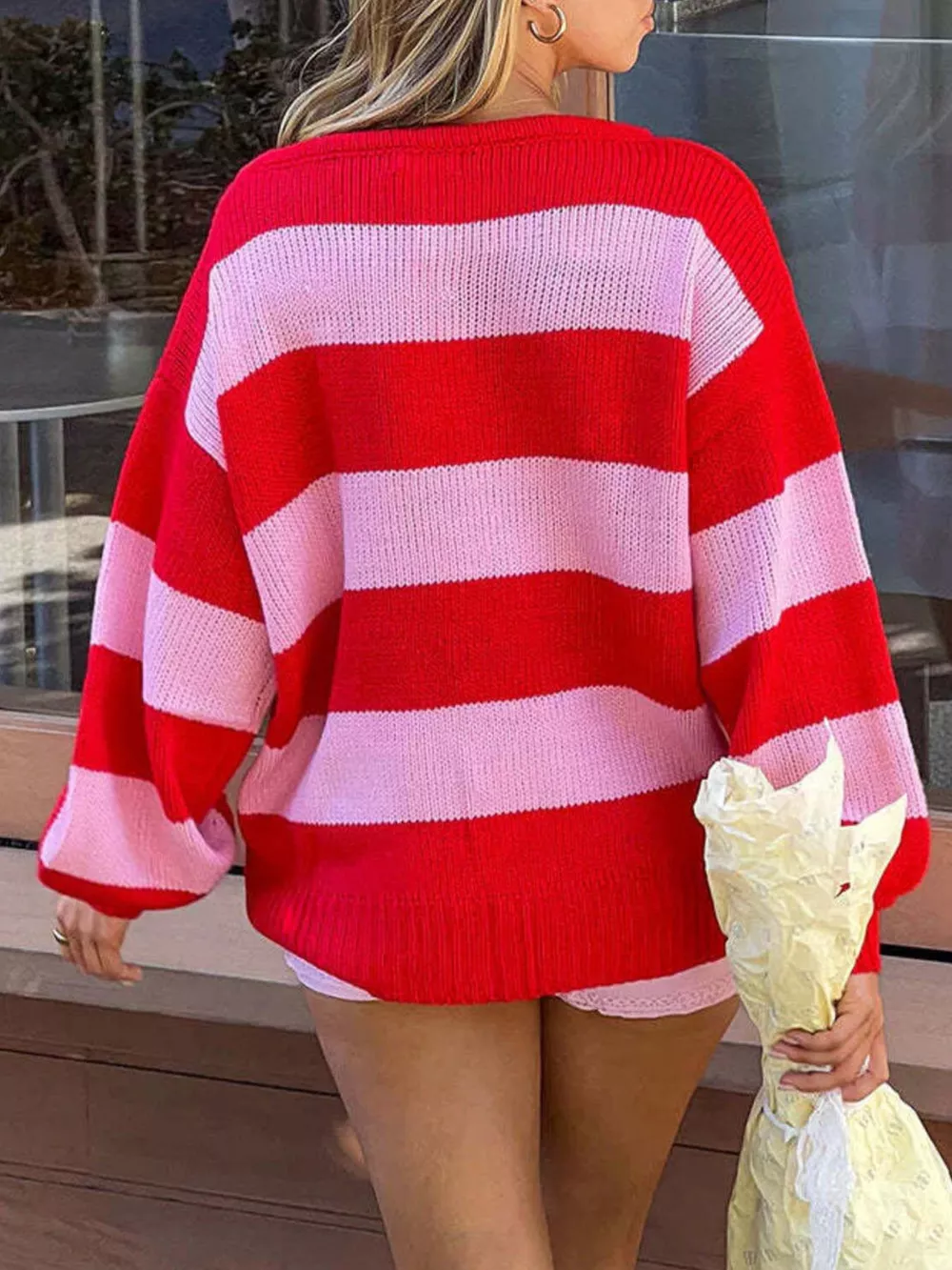 Striped Dropped Shoulder Oversized Sweater, image 4