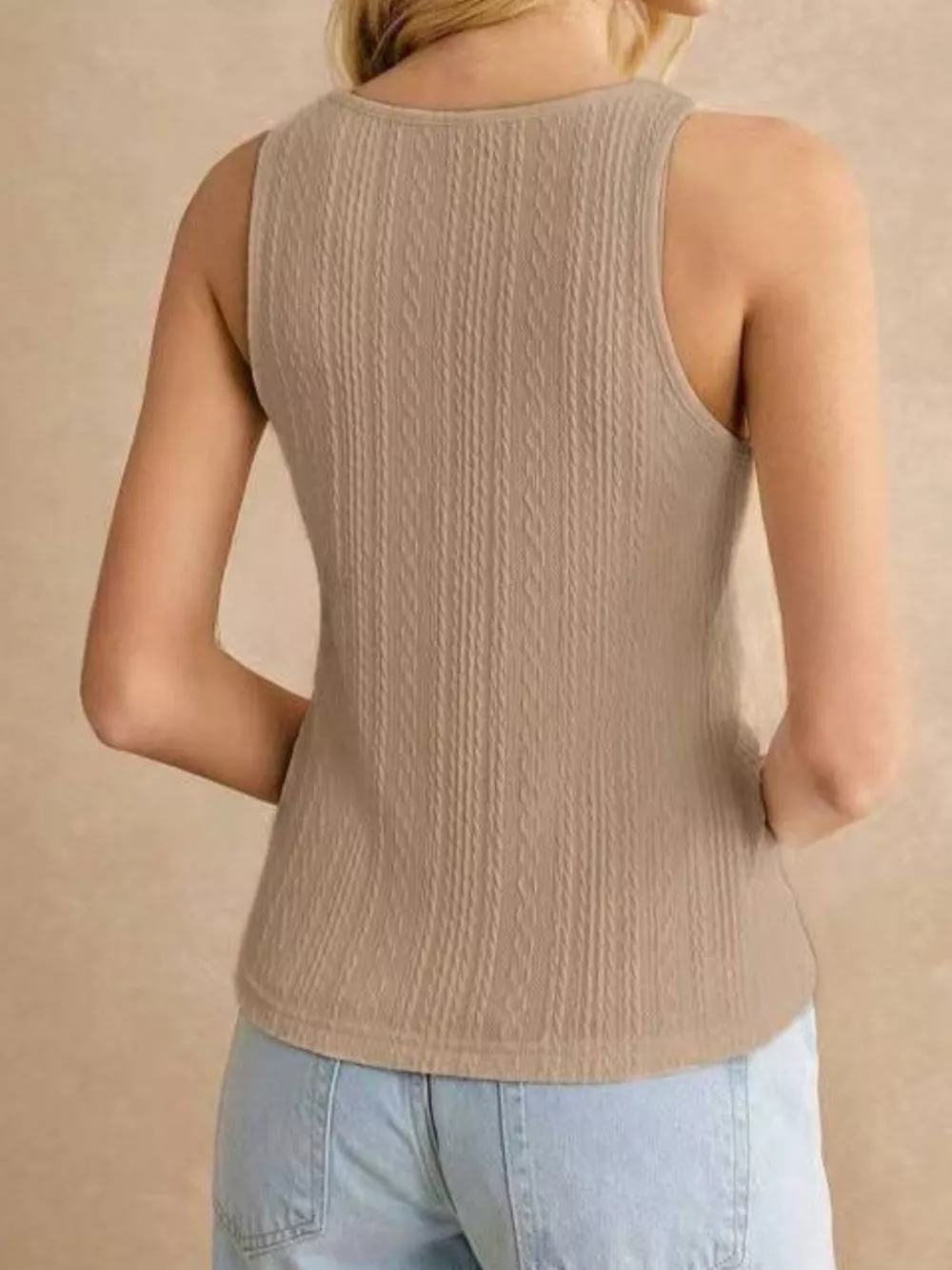 Textured Knit Scoop Neck Tank, image 5
