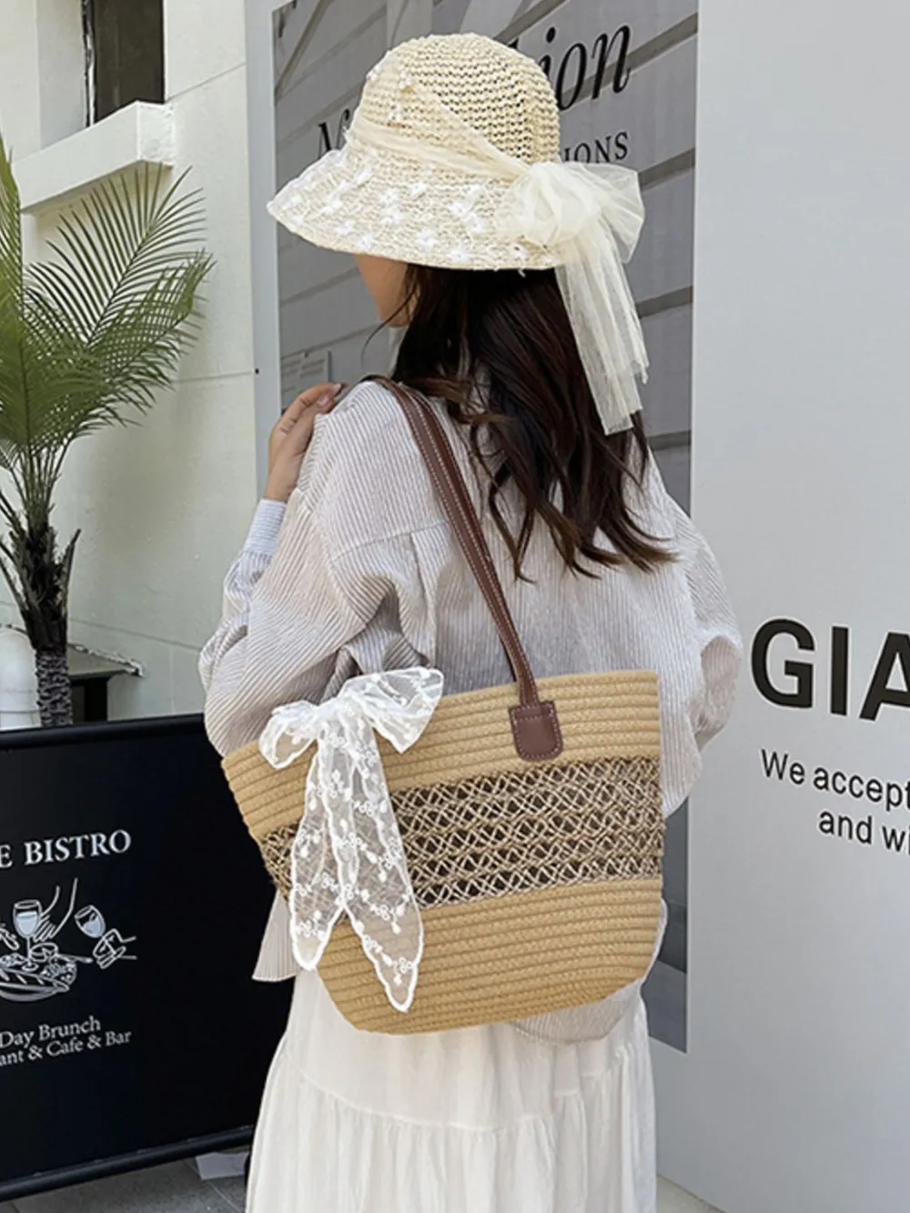 Woven Straw Shoulder Bag, image 4