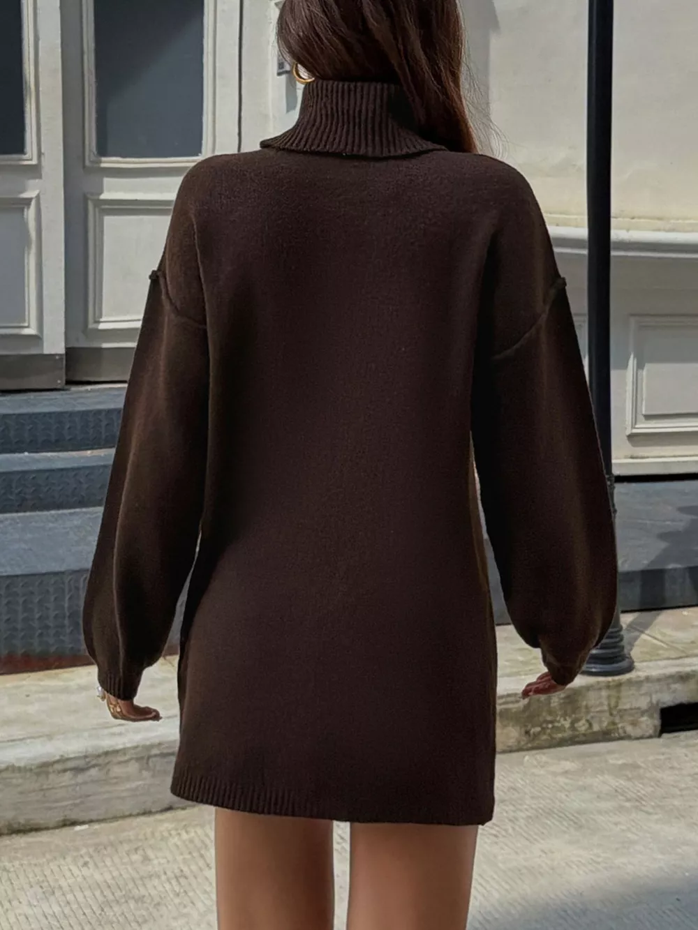 Turtleneck Long Sleeve Sweater Dress, image 5