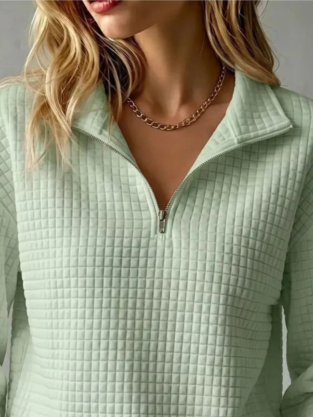 Waffle Knit Quarter-Zip Sweatshirt, image 11