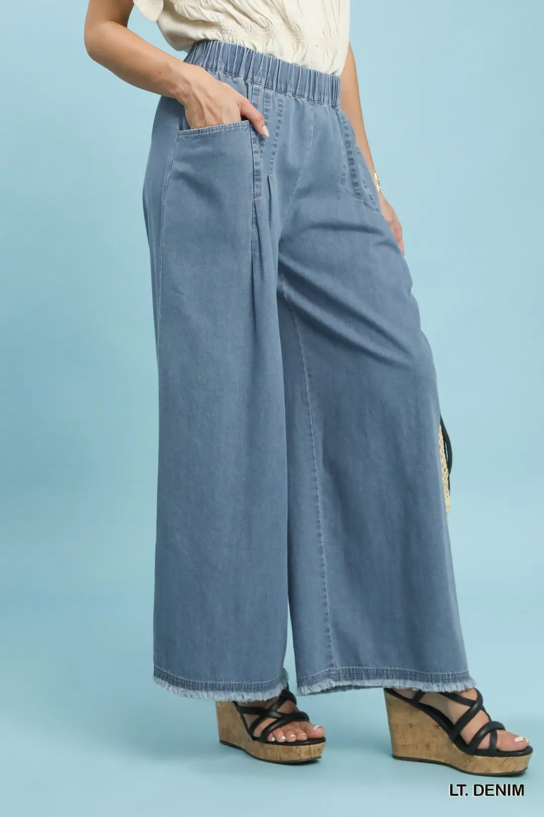 Stone Washed Wide Leg Pants, image 2