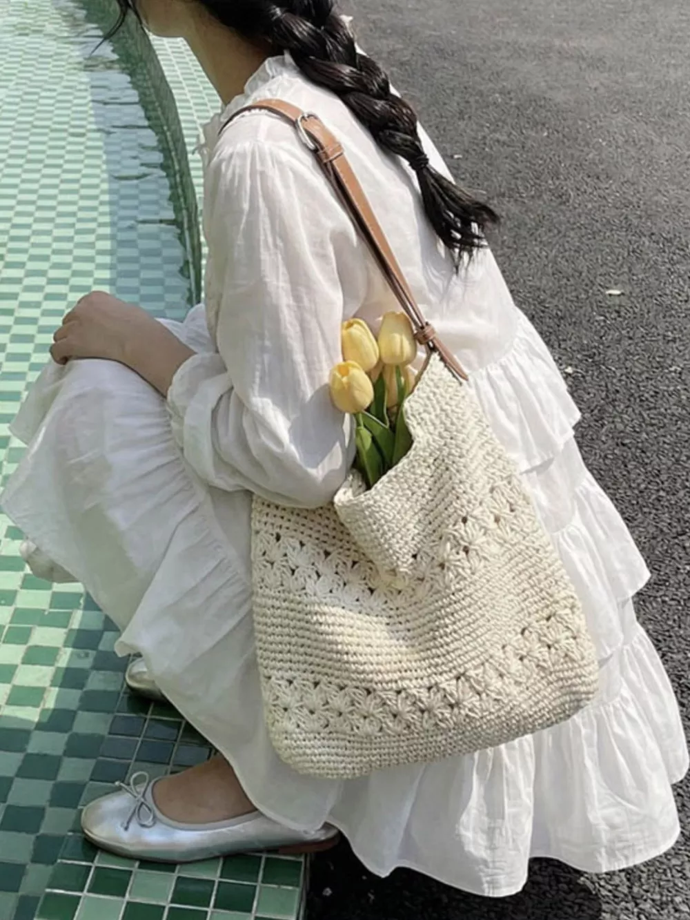 Crochet Knit Shoulder Bag, image 5