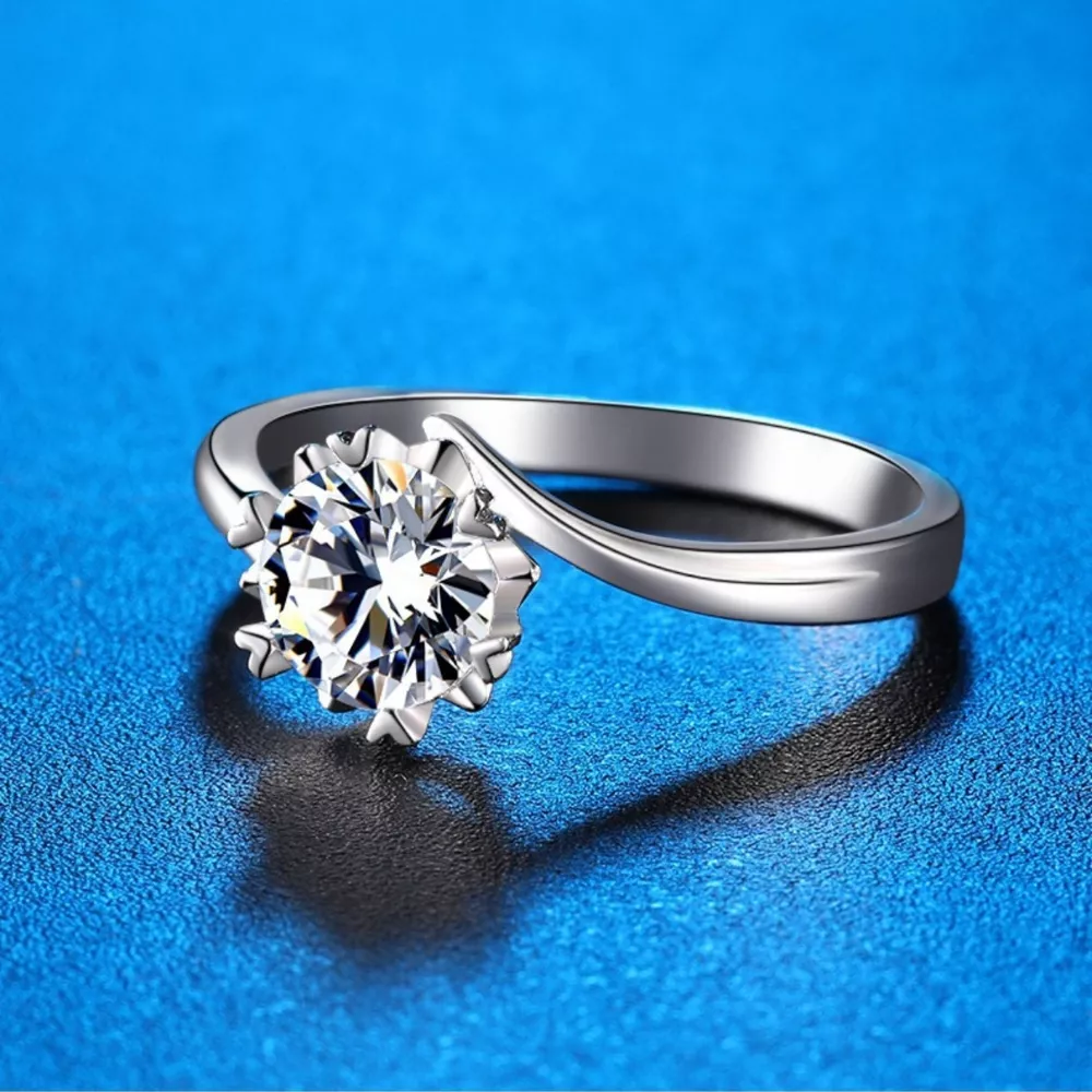 1 Carat 925 Sterling Silver Moissanite Ring, image 4