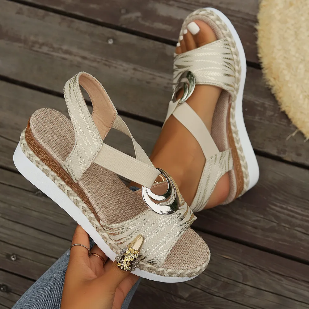 Peep Toe Wedge Sandals, image 7