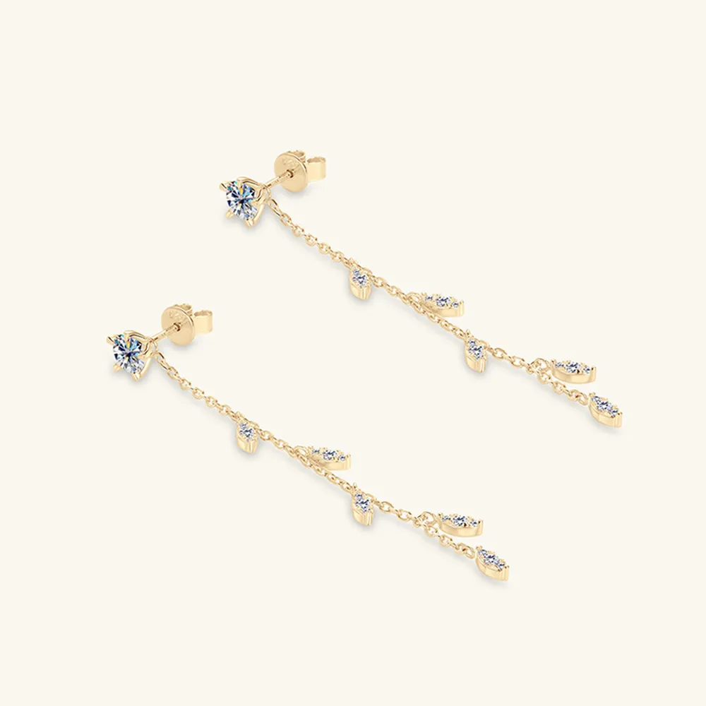 1.38 Carat Moissanite 925 Sterling Silver Leaf Earrings, image 7