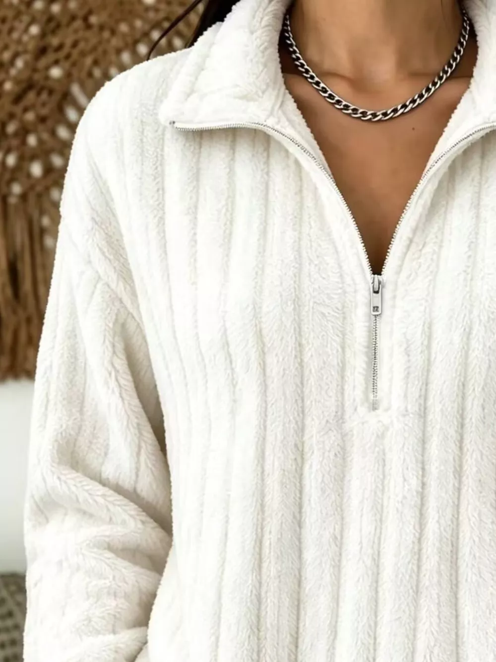 Quarter-Zip Dropped Shoulder Sweatshirt, image 4
