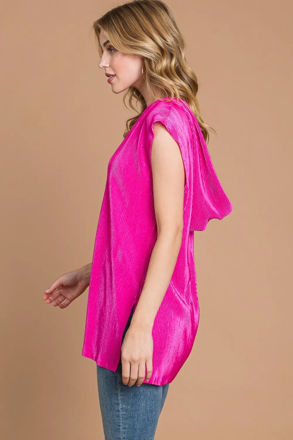 Slit Cap Sleeve Hooded Top, image 3