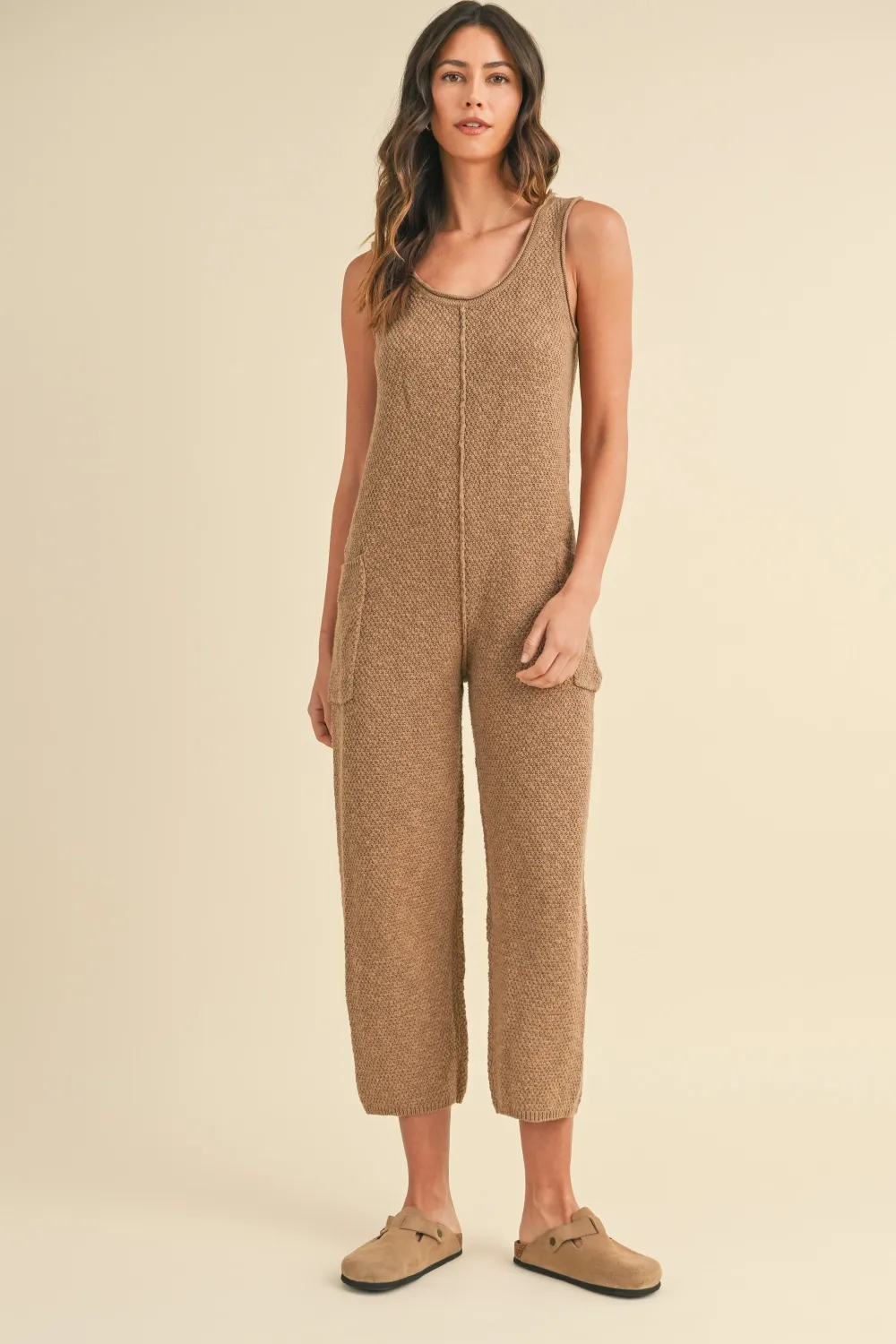 Sleeveless Knit Crop Jumpsuit with Pockets, image 4