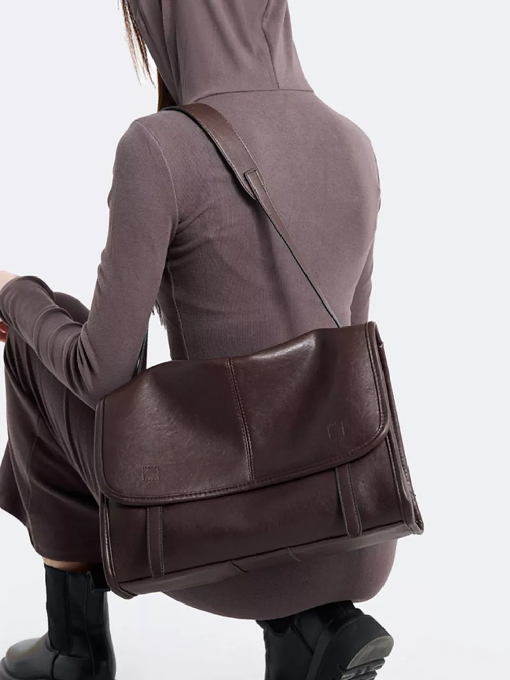 PU Leather Messenger Shoulder Bag, image 2