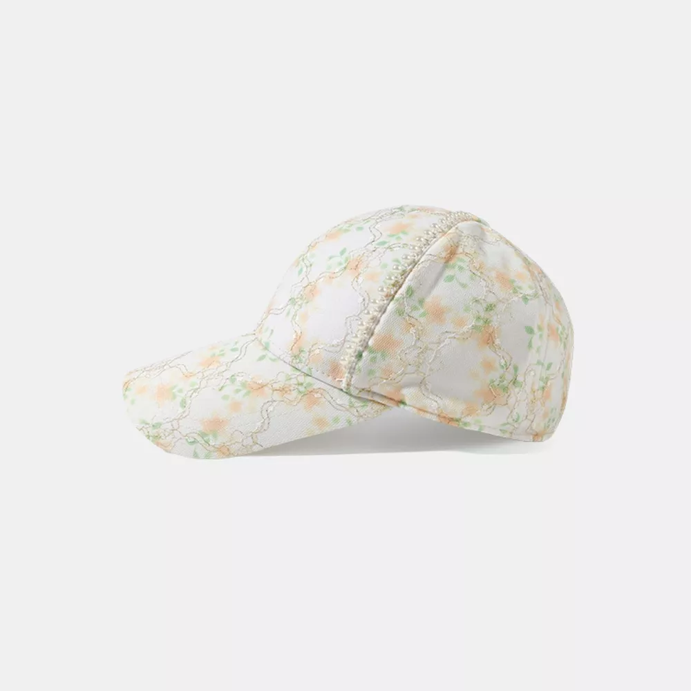 Floral Pearl Detail Baseball Cap, image 3