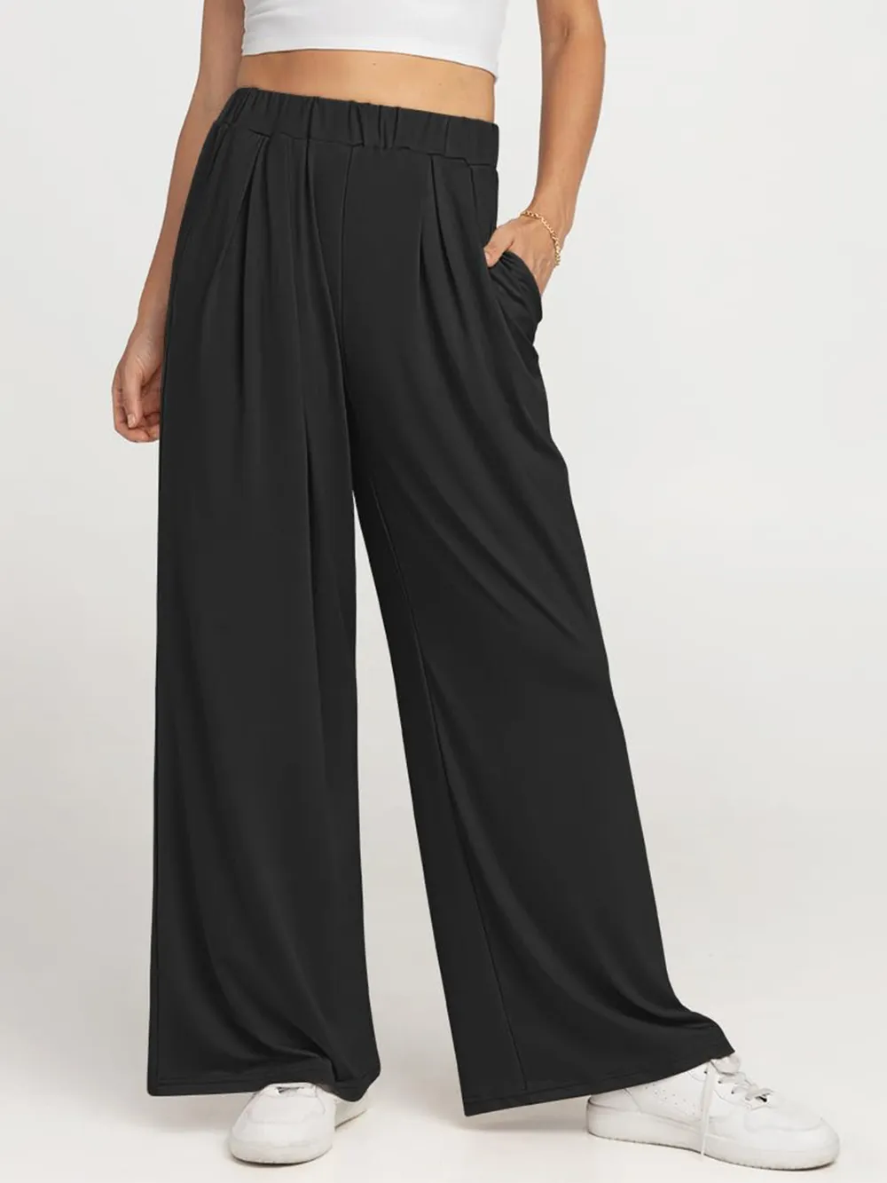 Elastic Waist Wide Leg Pants, image 19