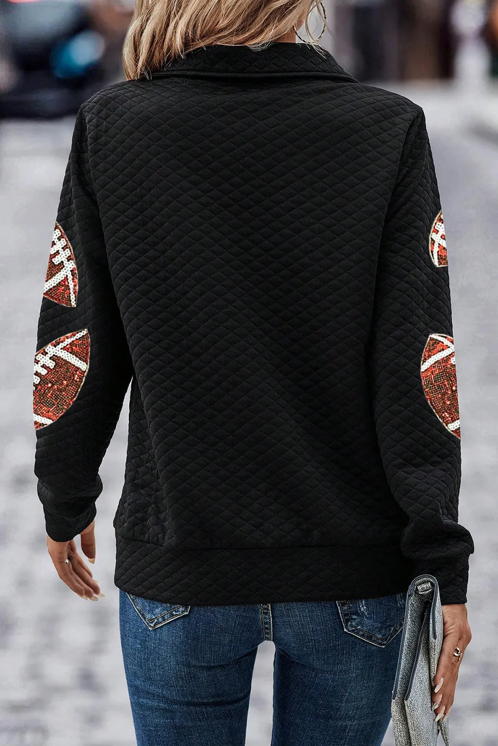 Sequin Football Long Sleeve Sweatshirt, image 3