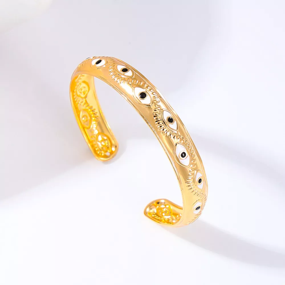 Evil Eye Open Bangle Bracelet, image 3