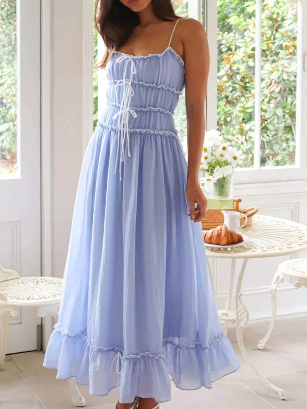 Frill Ruffled Hem Midi Cami Dress, image 9