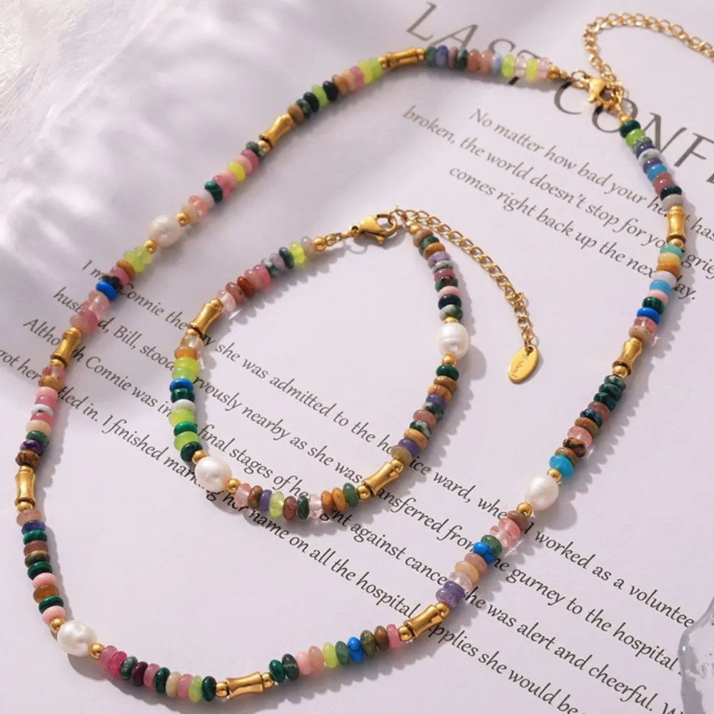 Bohemian Natural Stone Pearl Beaded Jewelry Set, image 5