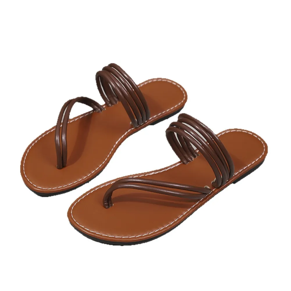 Leather Strappy Flat Sandals, image 4