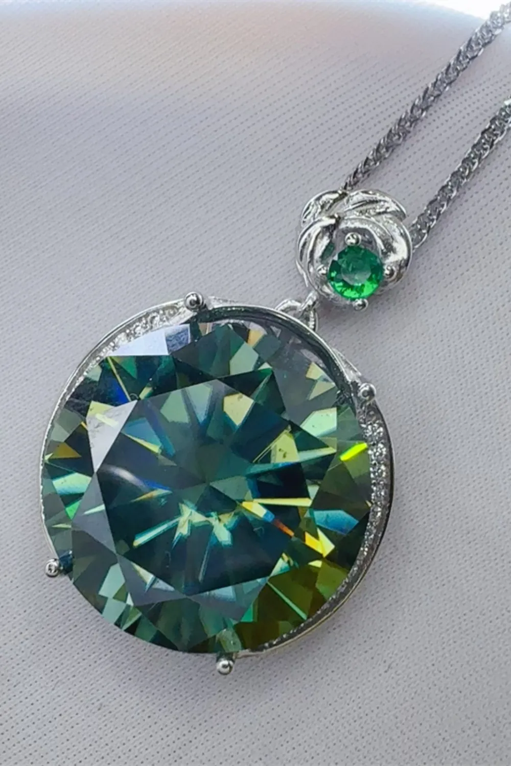 20 Carat Moissanite 925 Sterling Silver Pendant Necklace