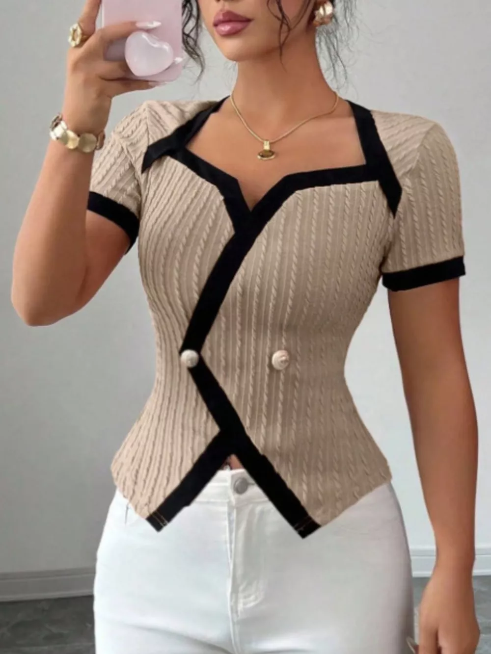 Contrast Trim Short Sleeve T-Shirt, image 8